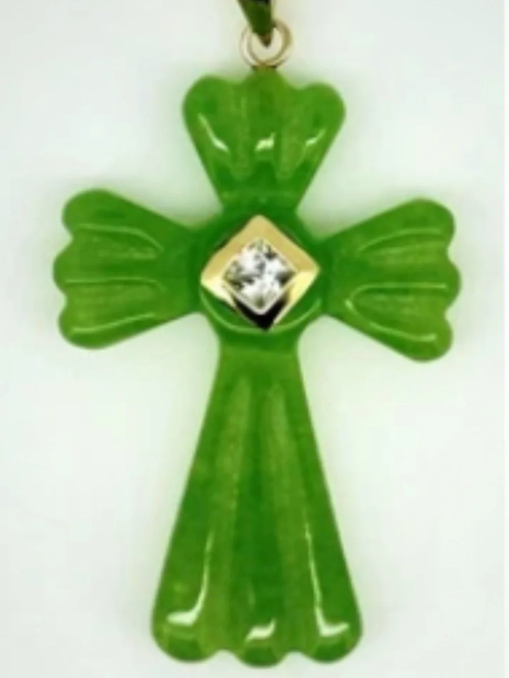 14k Gold Jade Cross Pendant